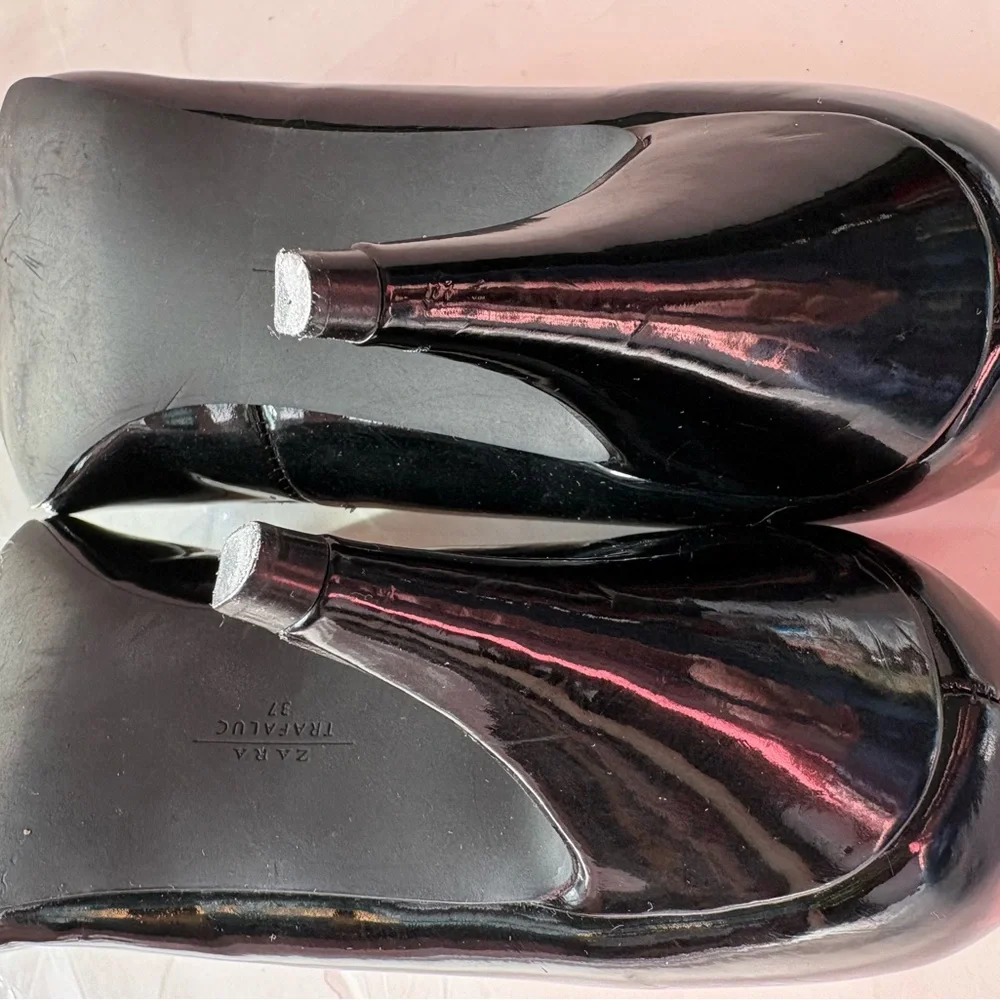Zara patent black Women's Shoes with Bow Accent size 37 - Picture 12 of 13